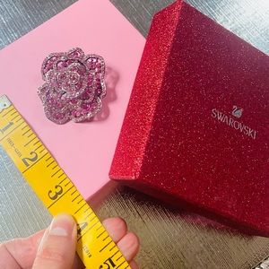 Swarovski-  Rose fashion pin (brooch) with pink and clear crystals